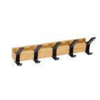 Wall Mounted Coat Rack with Adjustable Double Hooks Wooden Coat Hook Rail with Metal Hooks Scandinavian Entryway Organiser for Hallway and Bedroom