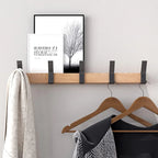 Wall Mounted Coat Rack with Adjustable Double Hooks Wooden Coat Hook Rail with Metal Hooks Scandinavian Entryway Organiser for Hallway and Bedroom
