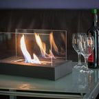 Portable Bioethanol Table Fireplace Tempered Glass and Steel Tabletop Fire Smokeless for Indoor and Outdoor Use