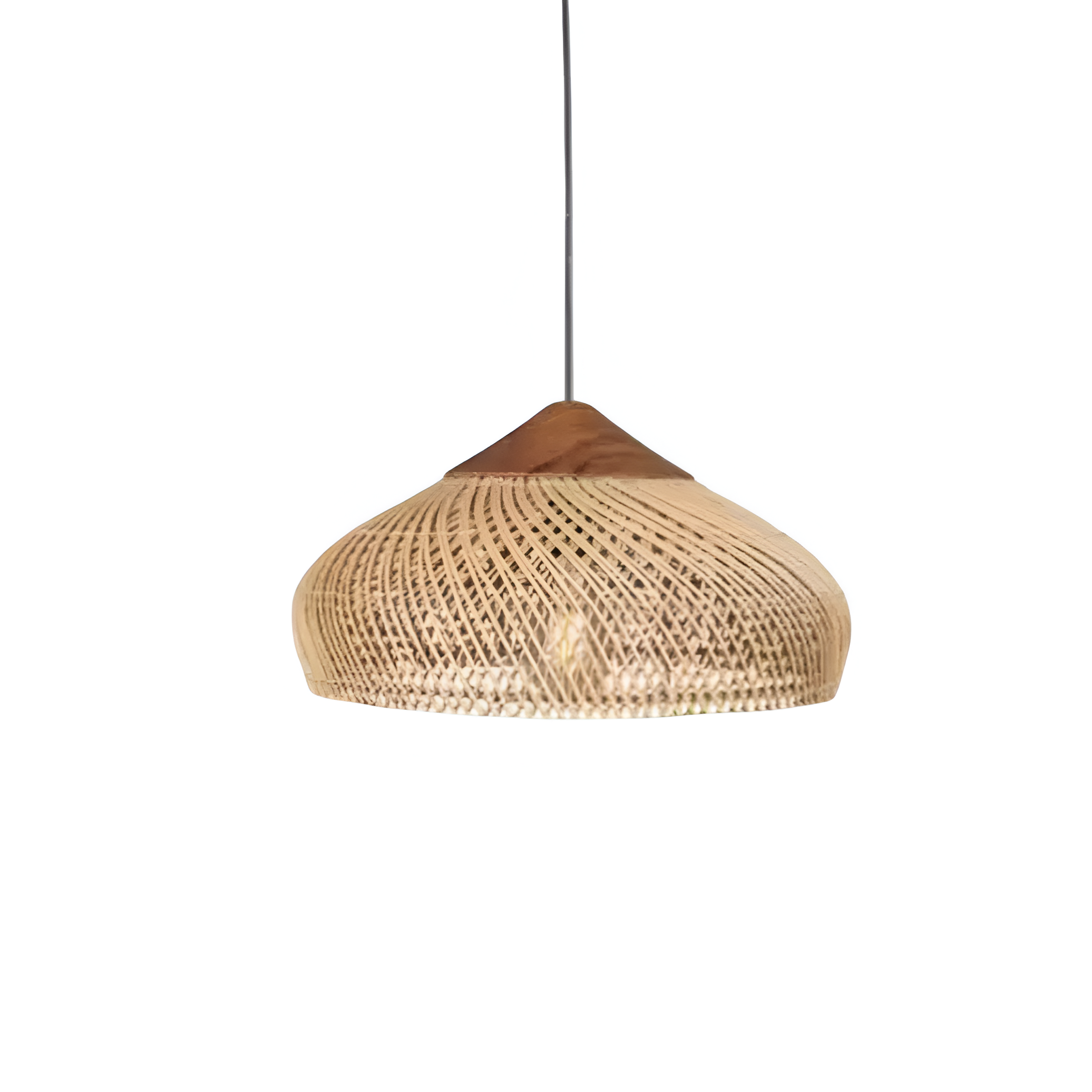 Bohemian Rattan Pendant Light With Woven Dome Shade