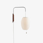 Ribbed Oval Wall Sconce With Pull Chain And Curved Arm