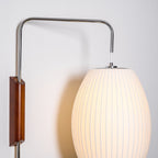 Ribbed Oval Wall Sconce With Pull Chain And Curved Arm