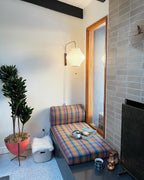 Ribbed Oval Wall Sconce With Pull Chain And Curved Arm
