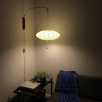 Ribbed Oval Wall Sconce With Pull Chain And Curved Arm