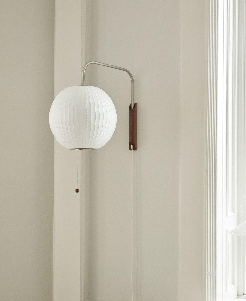 Ribbed Oval Wall Sconce With Pull Chain And Curved Arm