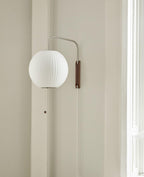 Ribbed Oval Wall Sconce With Pull Chain And Curved Arm