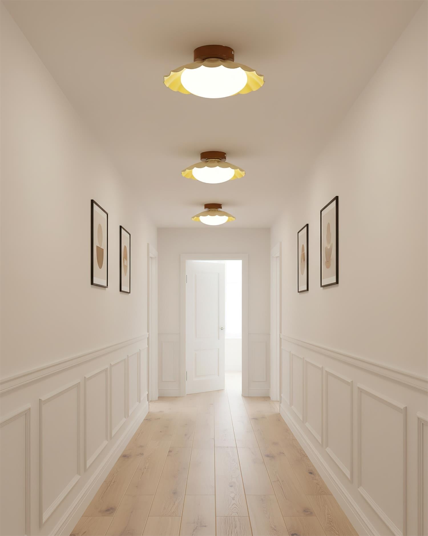 Scalloped Petal Ceiling Light With Domed Diffuser