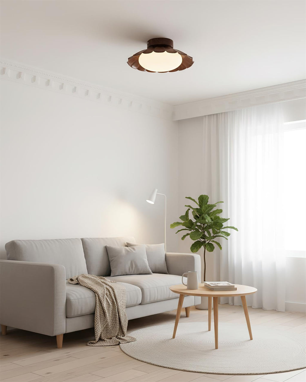 Scalloped Petal Ceiling Light With Domed Diffuser