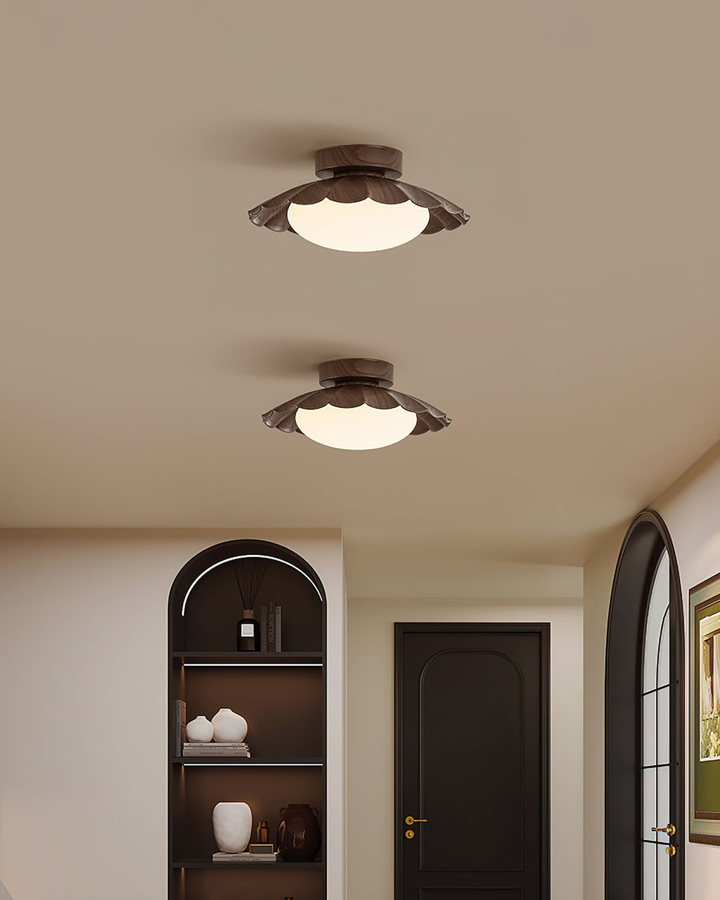 Scalloped Petal Ceiling Light With Domed Diffuser