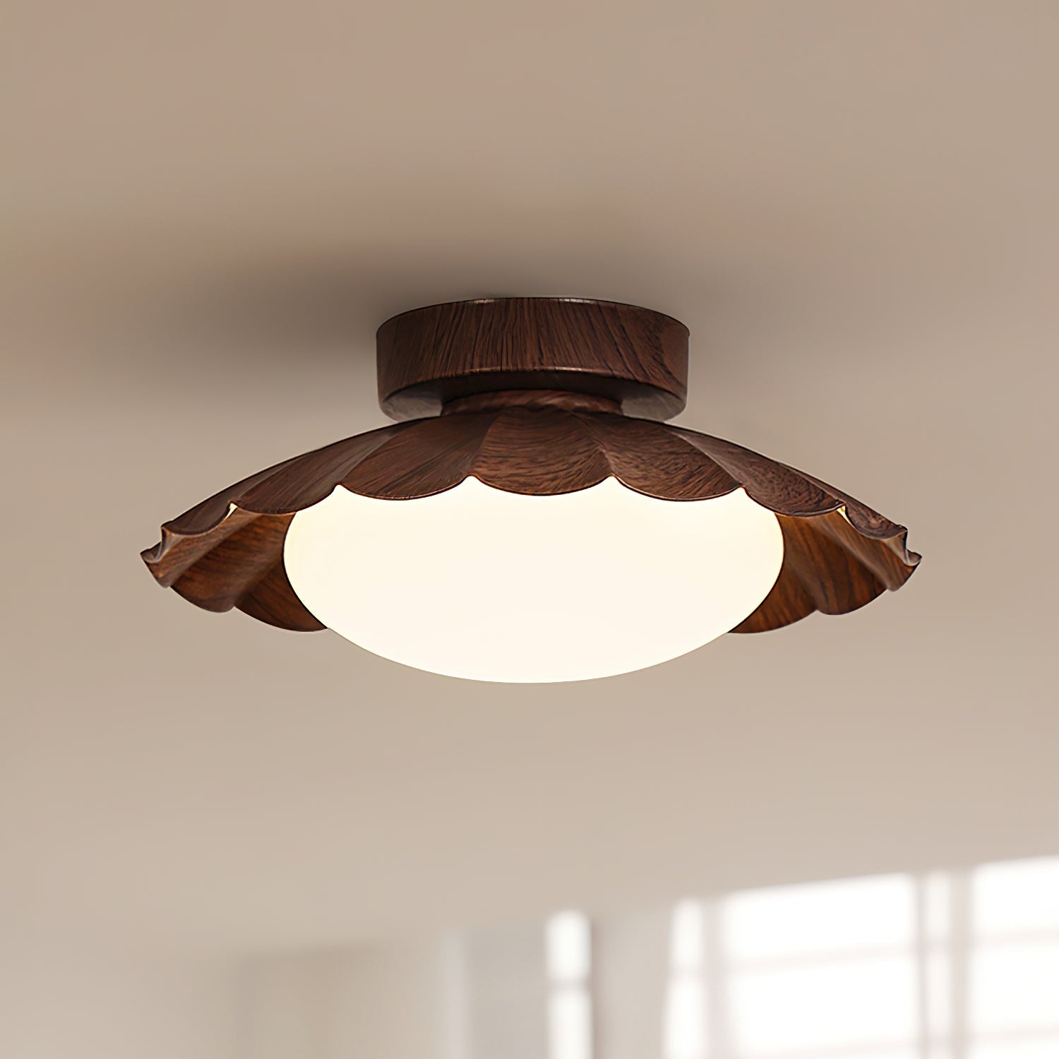 Scalloped Petal Ceiling Light With Domed Diffuser