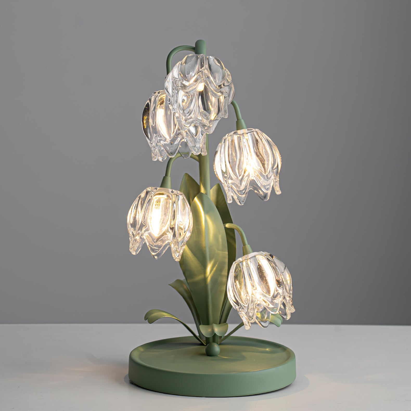 Lily-Inspired Crystal Blossom Table Lamp With Multi-Light Stem