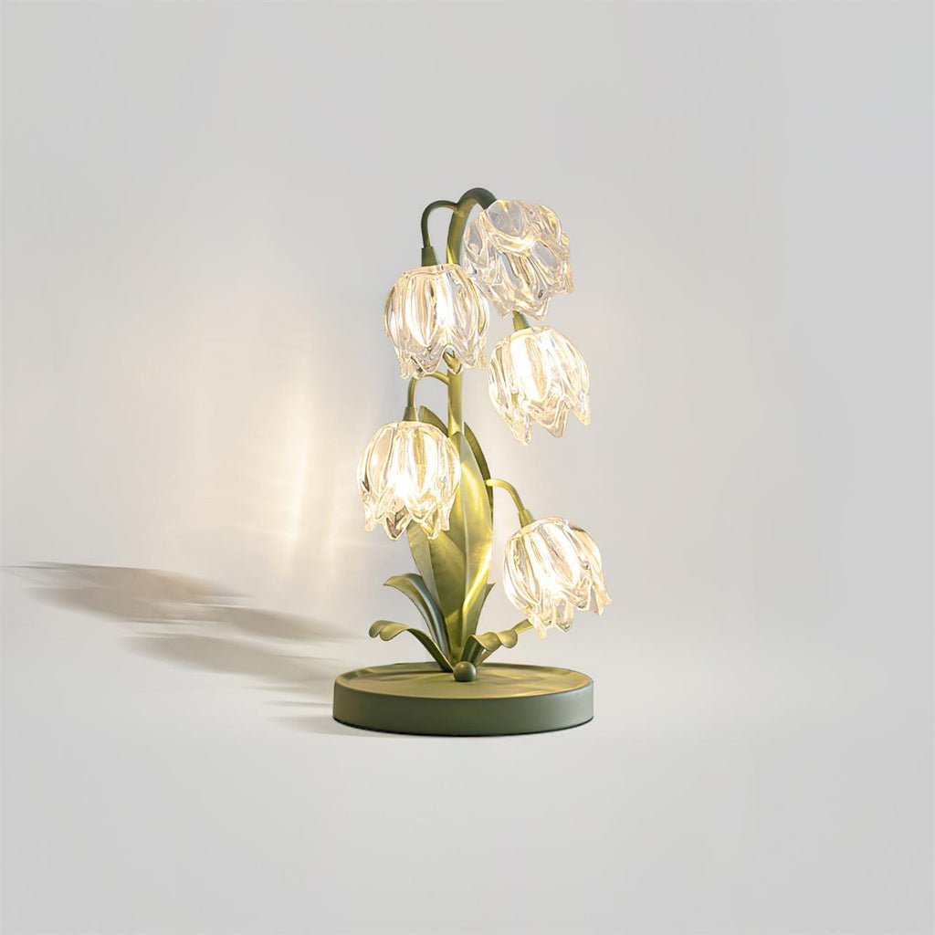Lily-Inspired Crystal Blossom Table Lamp With Multi-Light Stem