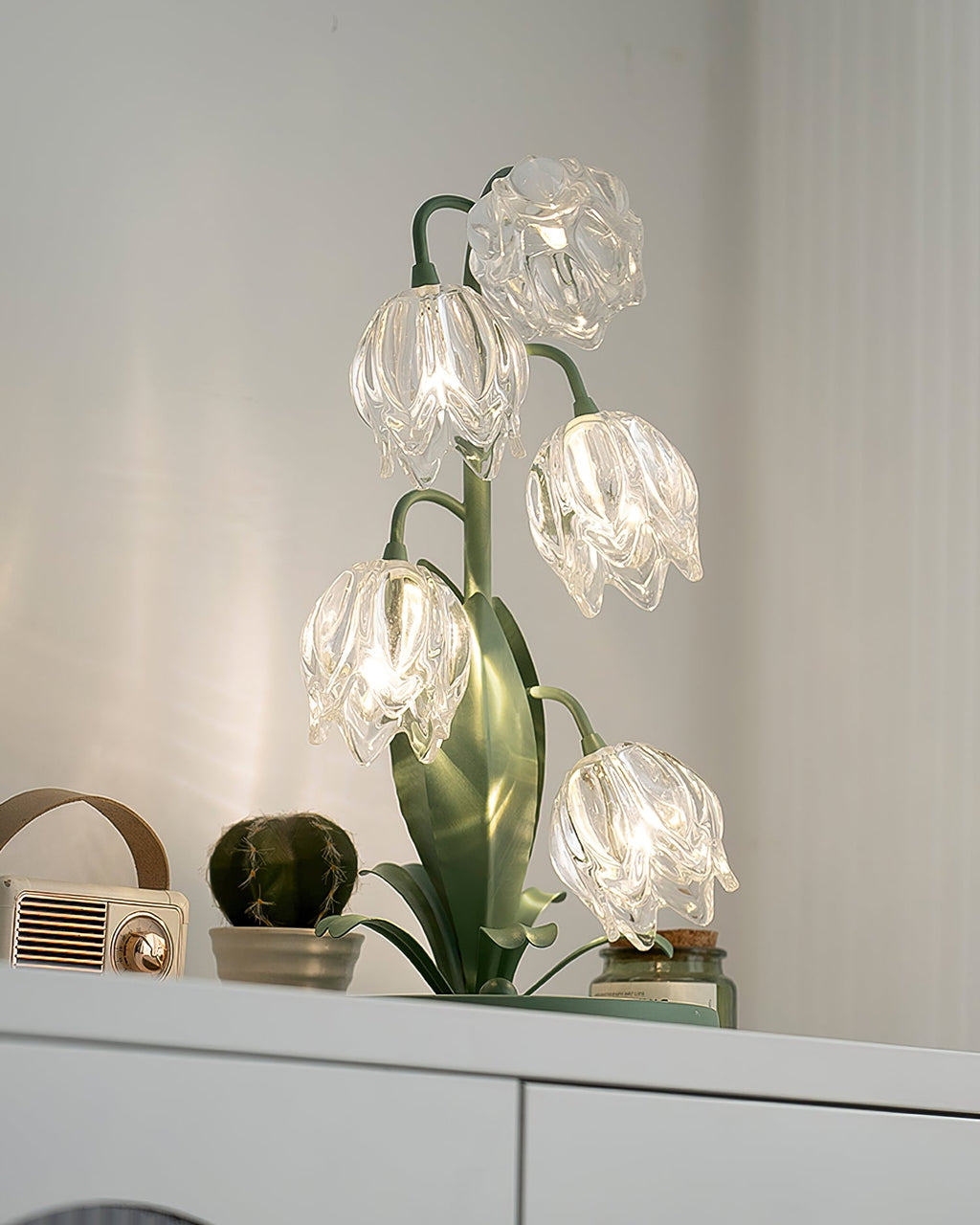 Lily-Inspired Crystal Blossom Table Lamp With Multi-Light Stem