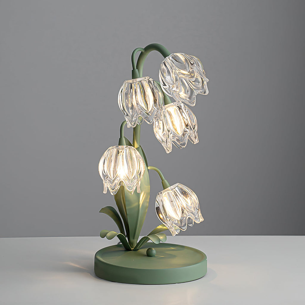 Lily-Inspired Crystal Blossom Table Lamp With Multi-Light Stem
