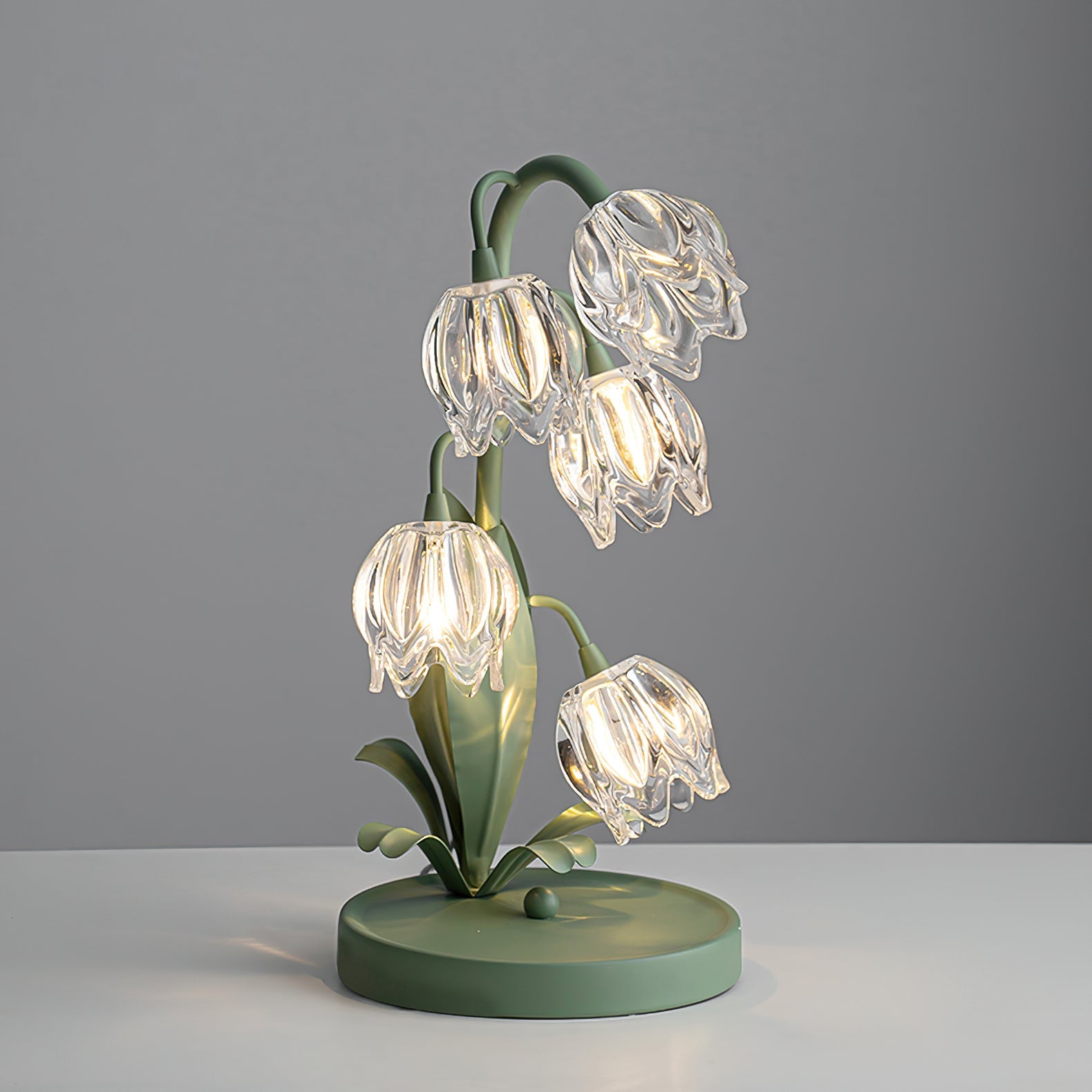 Lily-Inspired Crystal Blossom Table Lamp With Multi-Light Stem