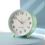 Scandinavian Silent Table Clock Metal Desk Clock with Sweep Movement Battery Operated Modern Round Mantel Clock for Bedroom | Living Room and Office