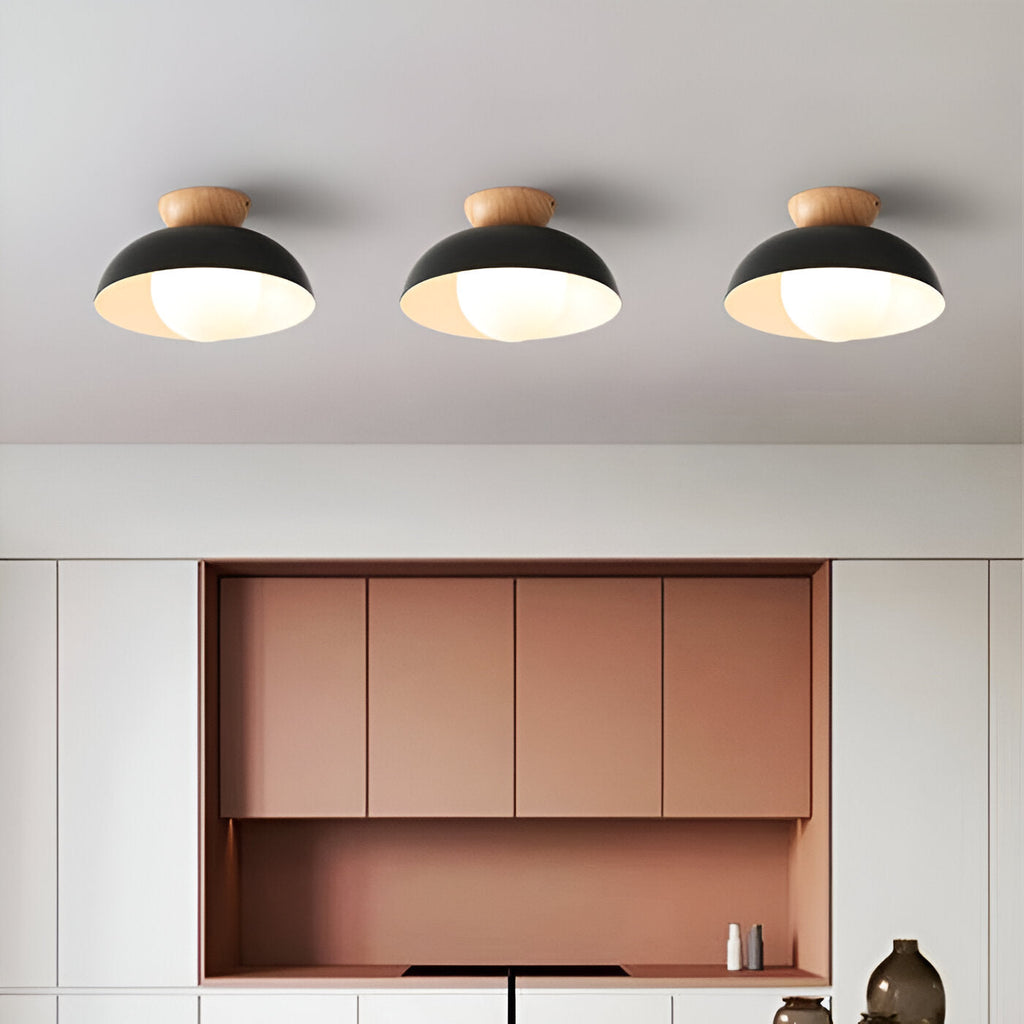 Nordic Minimalist Iron Shade Ceiling Light With Eco Dome Design