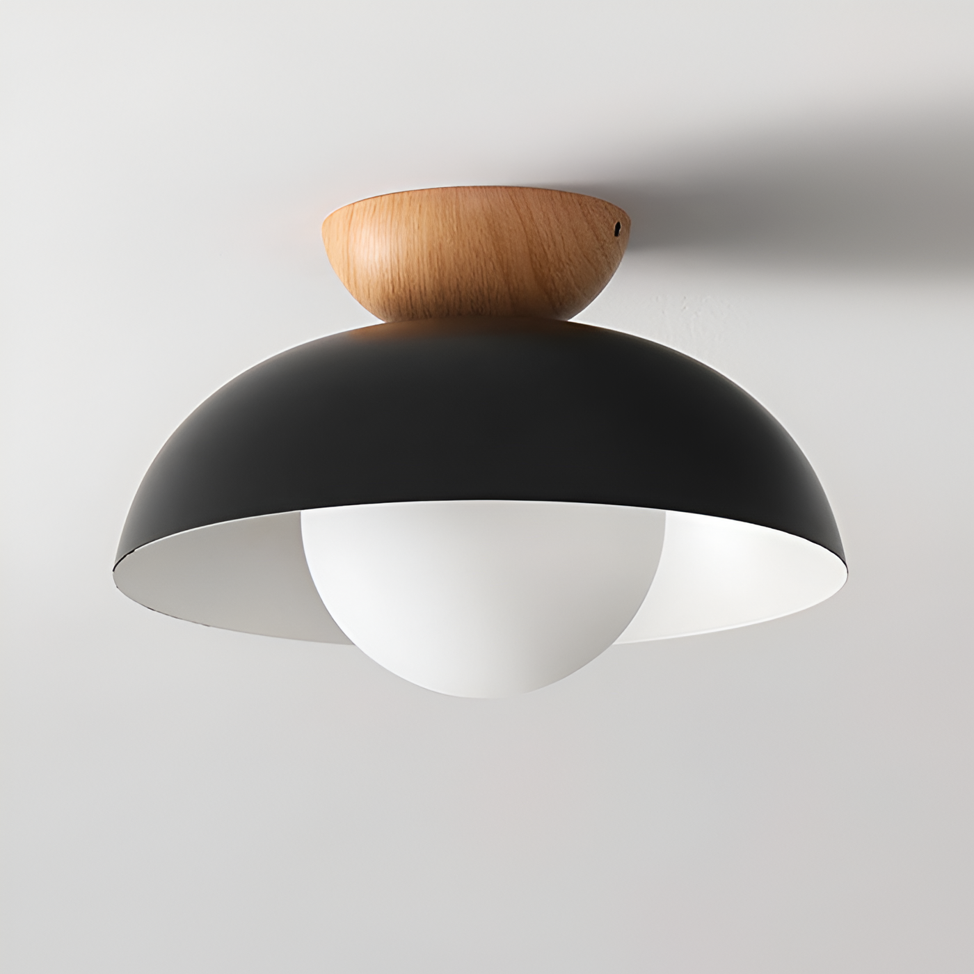 Nordic Minimalist Iron Shade Ceiling Light With Eco Dome Design