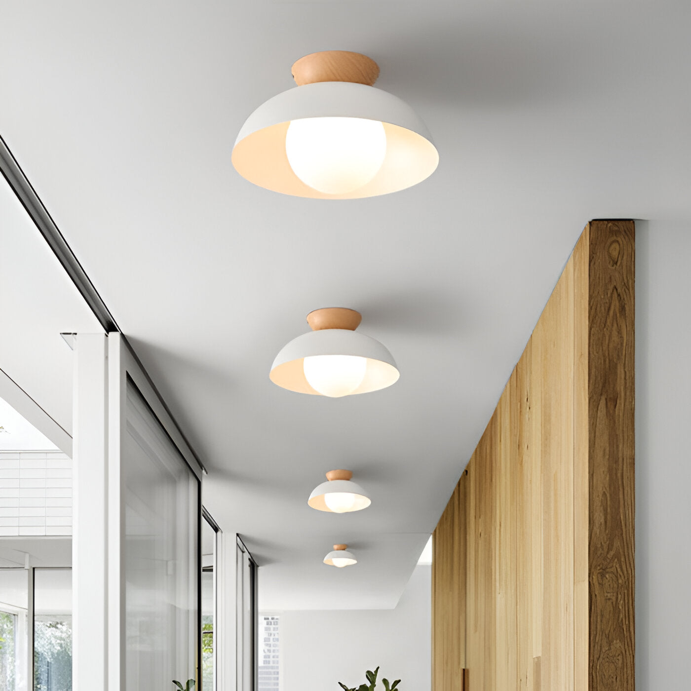 Nordic Minimalist Iron Shade Ceiling Light With Eco Dome Design
