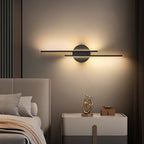 Offset Dual-Bar LED Wall Light With Round Backplate