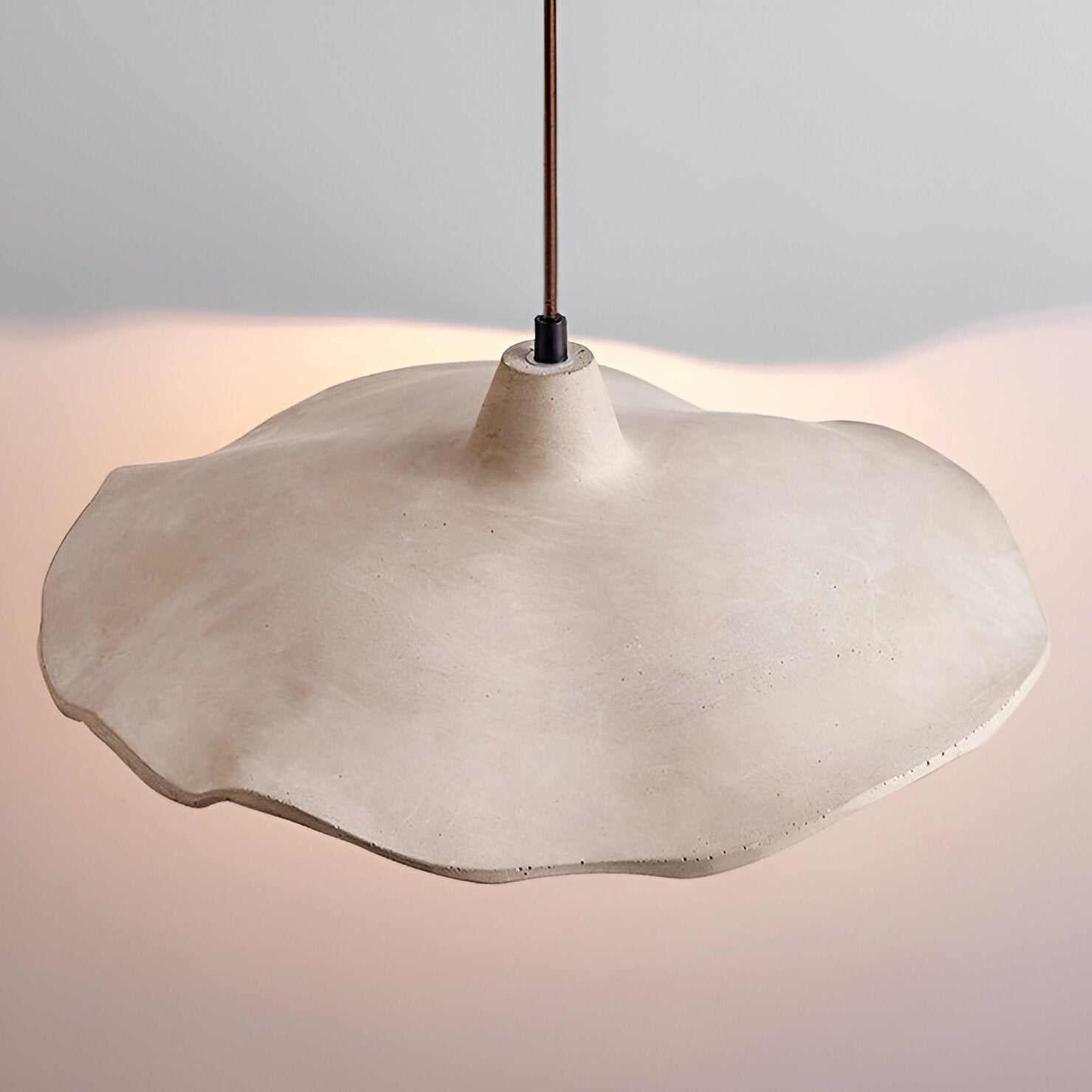 Wabi-Sabi Flower Shaped Cement Pendant Light With Adjustable Cord