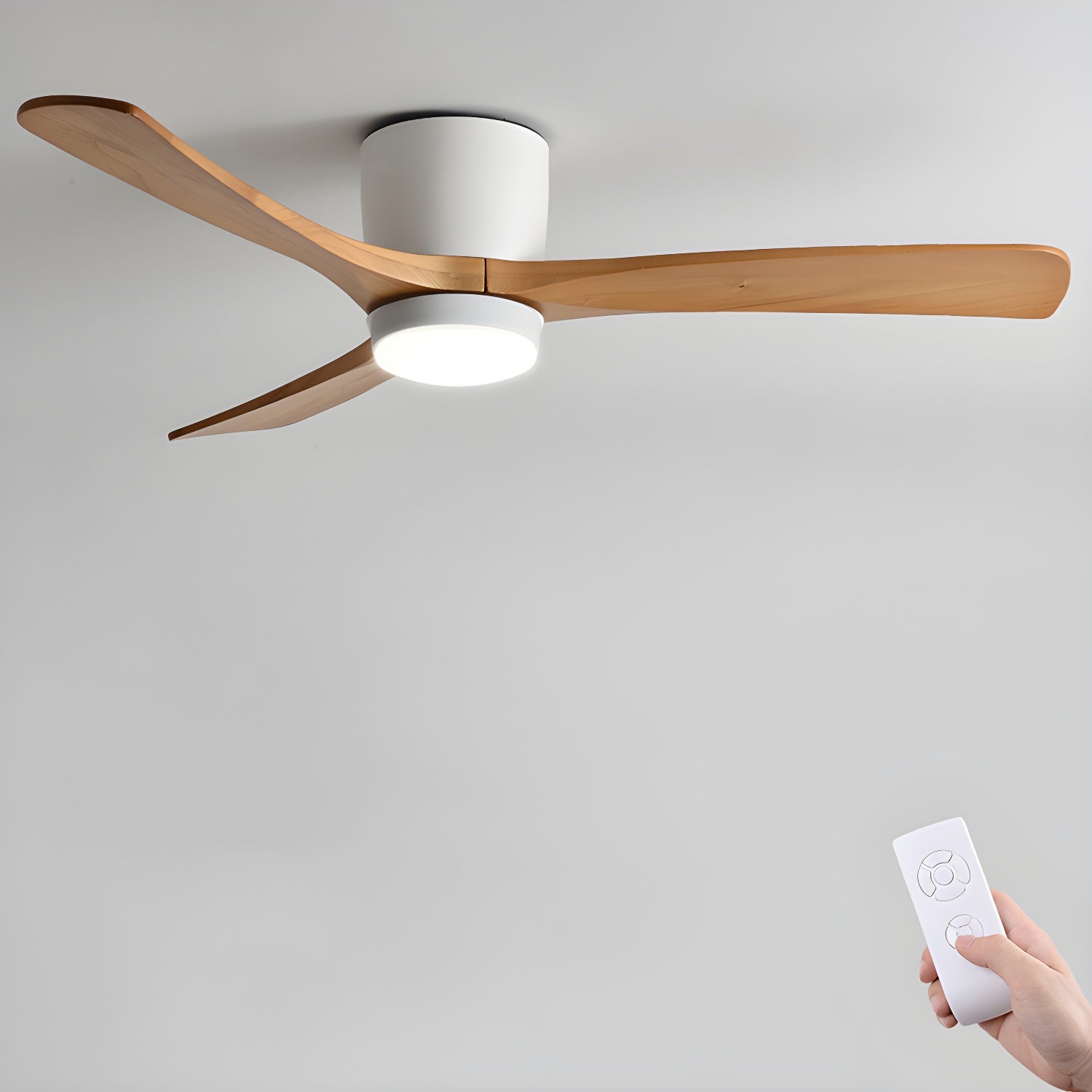 Wood Blade Ceiling Fan Ceiling Light With Remote Control