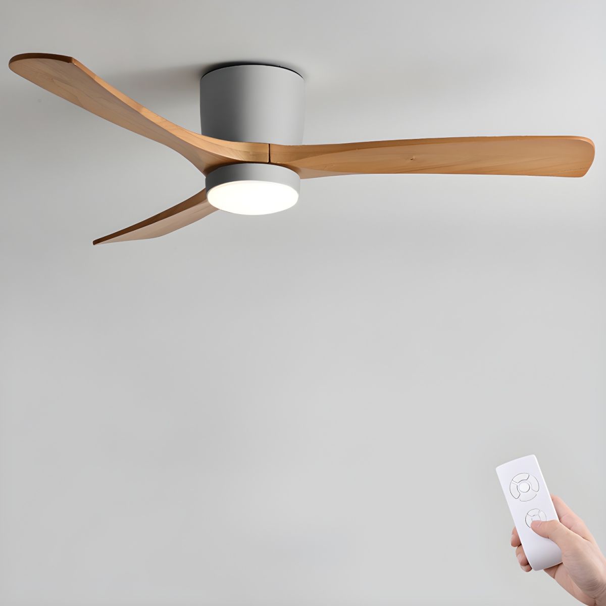 Wood Blade Ceiling Fan Ceiling Light With Remote Control