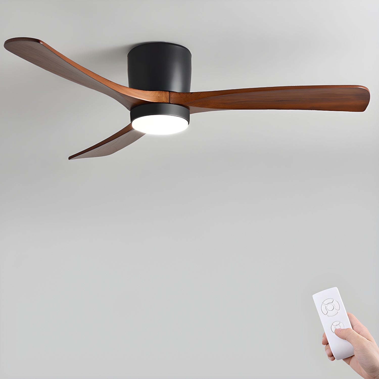 Wood Blade Ceiling Fan Ceiling Light With Remote Control