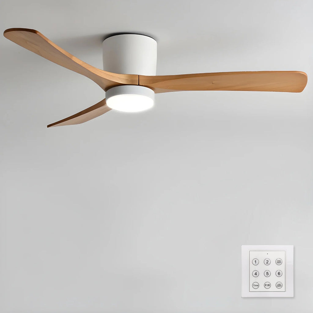 Wood Blade Ceiling Fan Ceiling Light With Remote Control