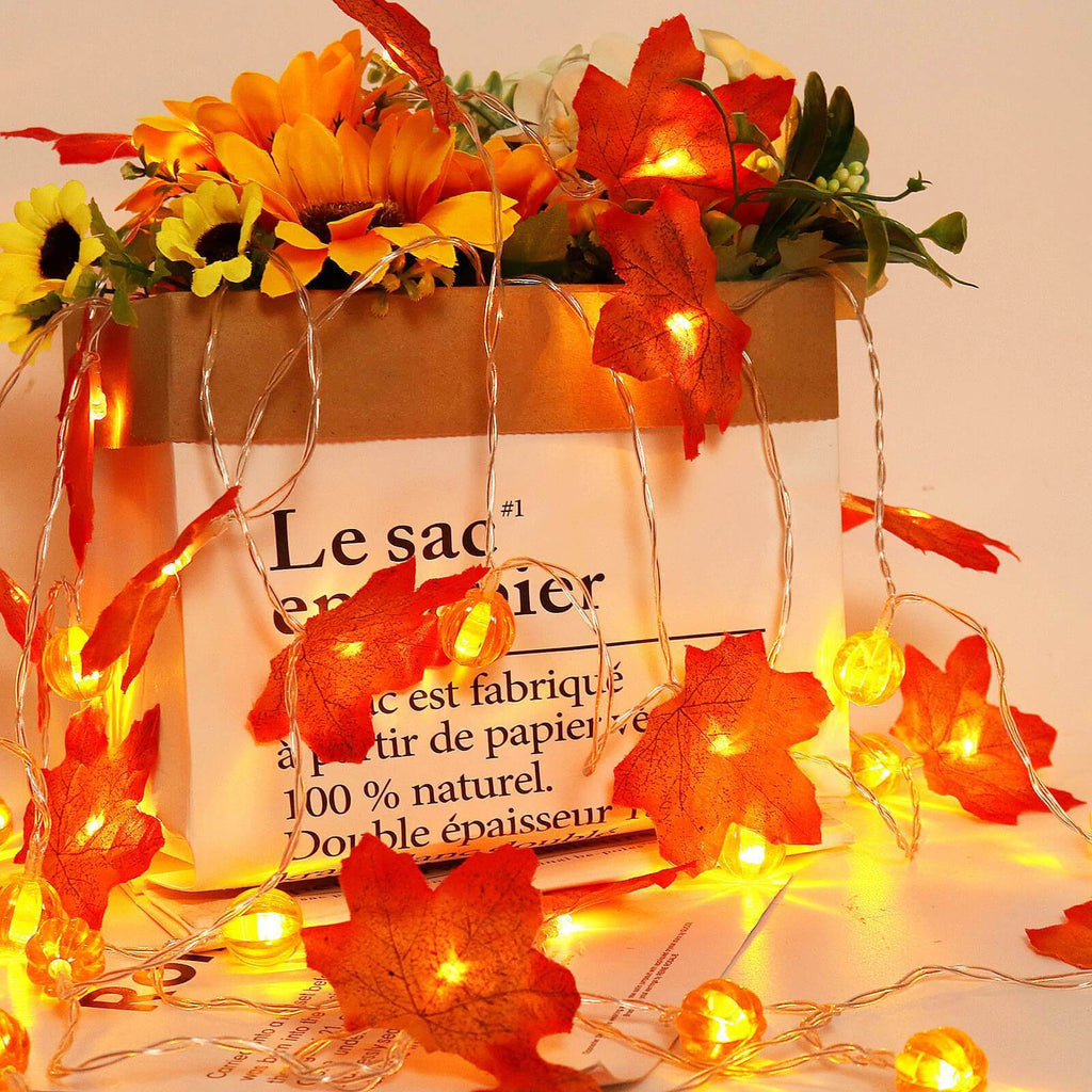Maple Leaf String Lights LED Autumn Fairy Lights Battery Operated Garland Lights for Halloween | Harvest | Mantelpiece and Party Decoration