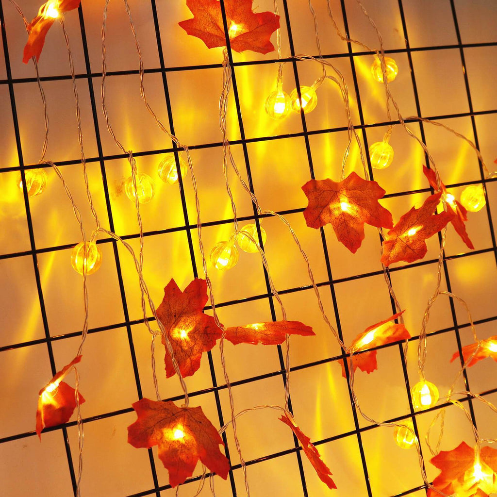 Maple Leaf String Lights LED Autumn Fairy Lights Battery Operated Garland Lights for Halloween | Harvest | Mantelpiece and Party Decoration