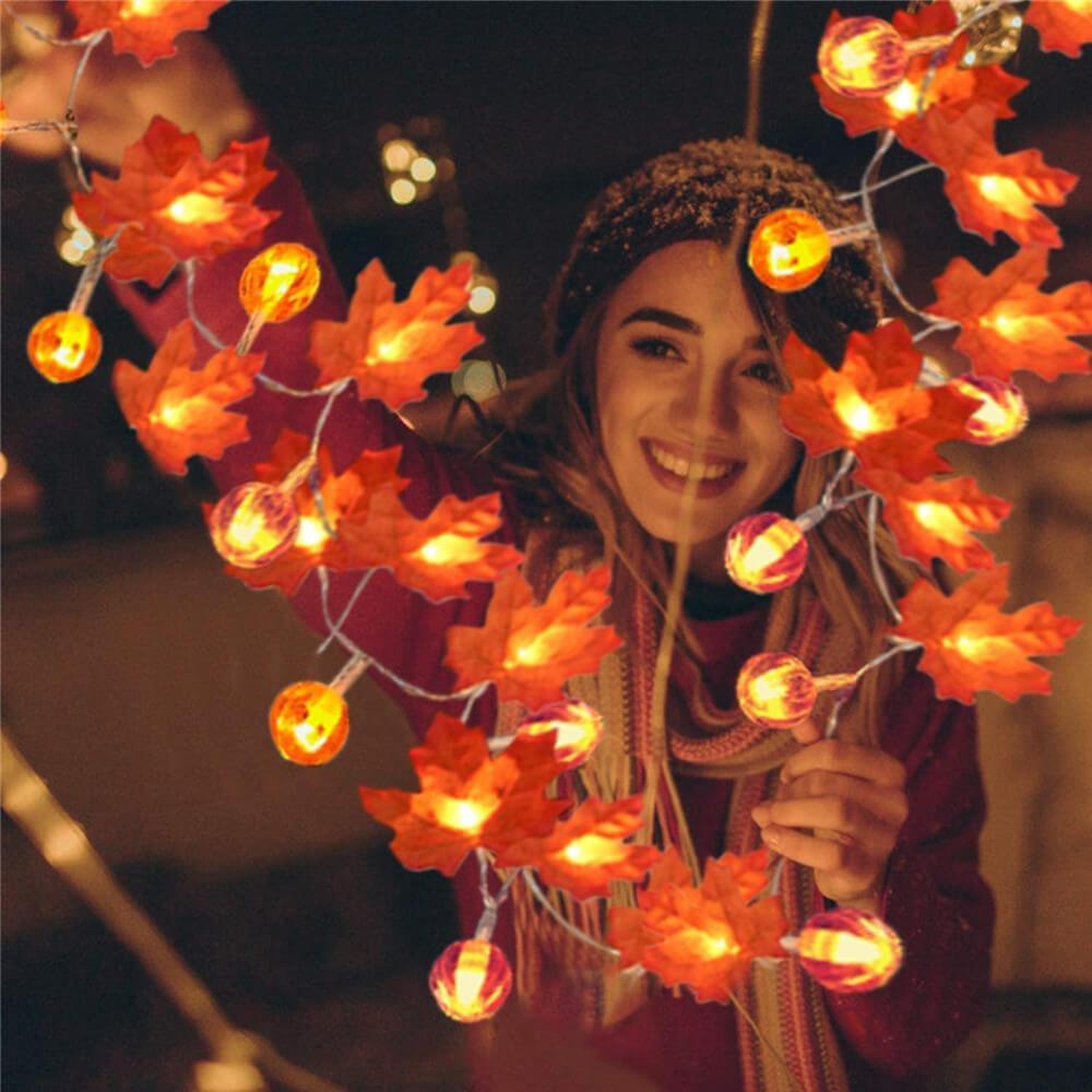 Maple Leaf String Lights LED Autumn Fairy Lights Battery Operated Garland Lights for Halloween | Harvest | Mantelpiece and Party Decoration