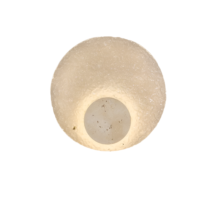 Acrylic Travertine Round Wall Light With Halo Glow Disc