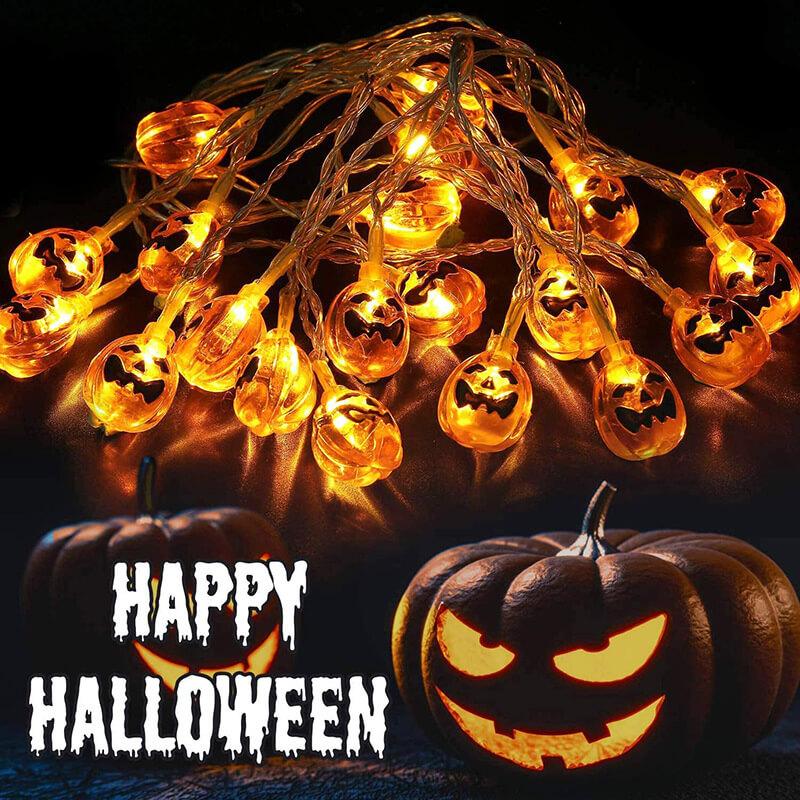 Halloween Pumpkin String Lights LED Jack O Lantern Fairy Lights Translucent Pumpkin Decorative Lights for Garden | Party and Bedroom