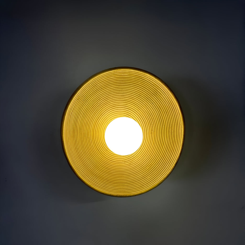 Retro Ceramic Disc Wall Light With Center Globe