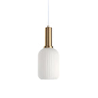 Ribbed Glass Pendant Lights With Metal Tube Fitting