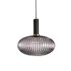 Ribbed Glass Pendant Lights With Metal Tube Fitting