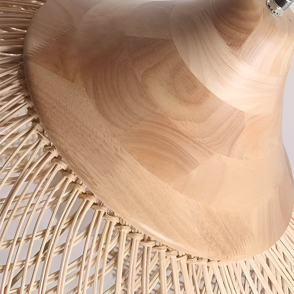 Bohemian Rattan Pendant Light With Woven Dome Shade