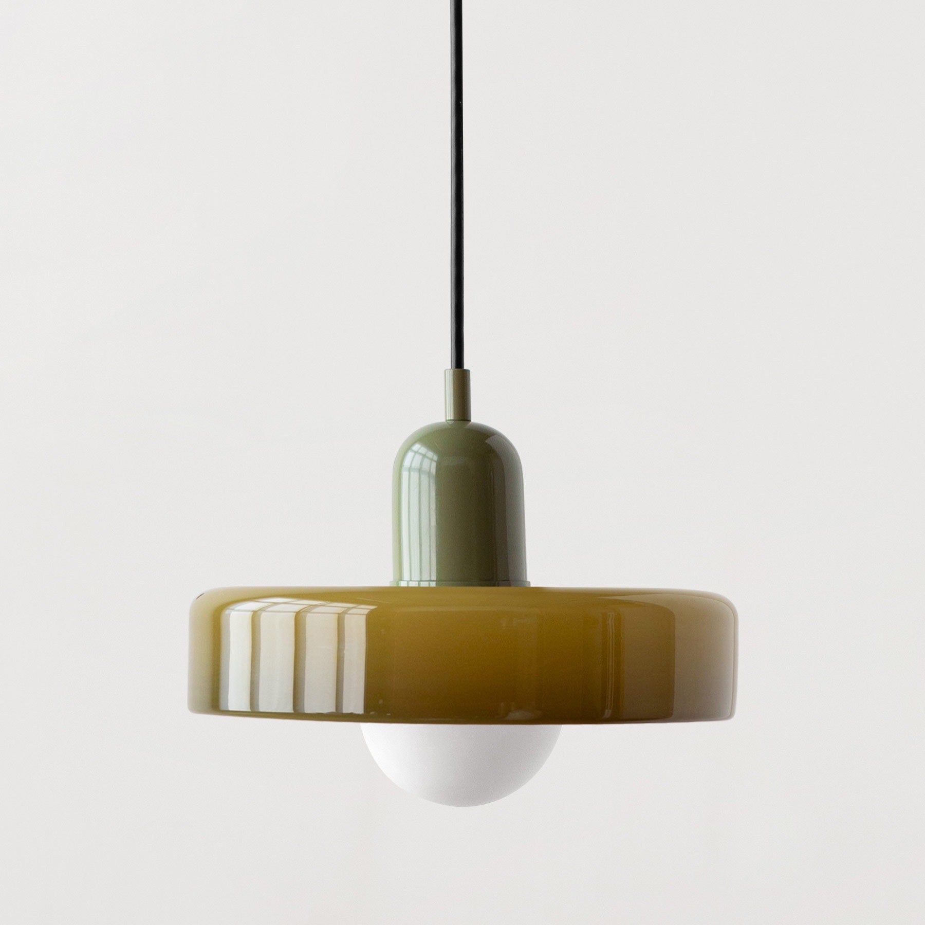 Modern Glass Pendant Light With Halo Shade