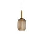 Ribbed Glass Pendant Lights With Metal Tube Fitting