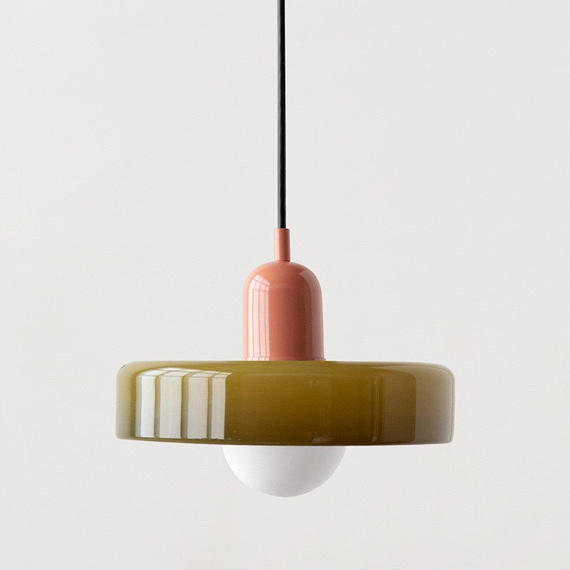 Modern Glass Pendant Light With Halo Shade