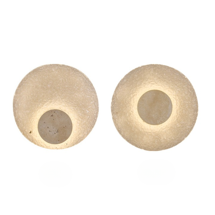 Acrylic Travertine Round Wall Light With Halo Glow Disc