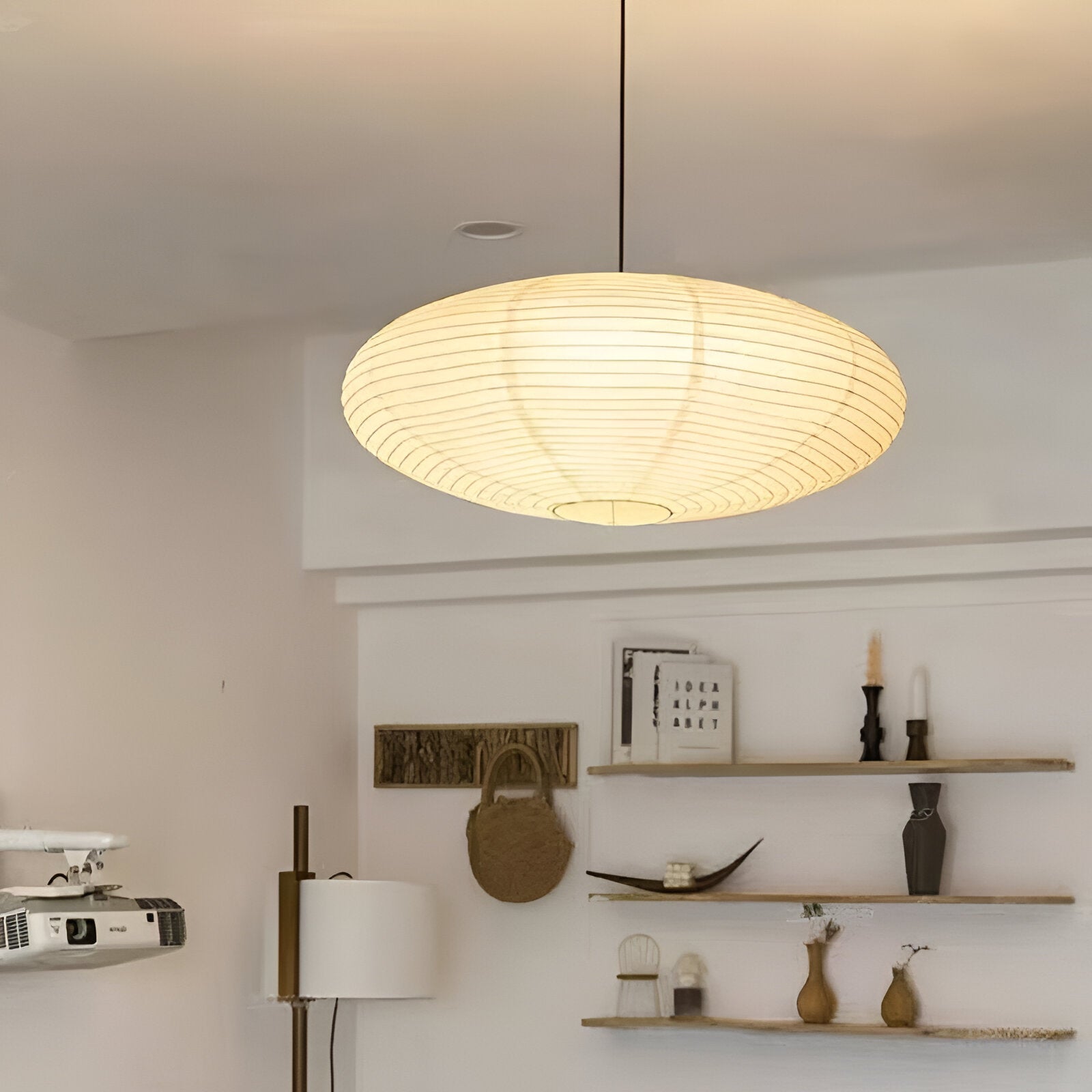 Japandi Paper Pendant Light With Xuan Paper Shade