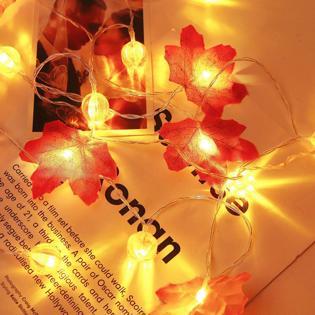 Maple Leaf String Lights LED Autumn Fairy Lights Battery Operated Garland Lights for Halloween | Harvest | Mantelpiece and Party Decoration