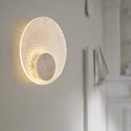 Acrylic Travertine Round Wall Light With Halo Glow Disc