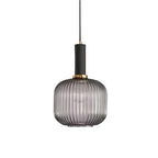 Ribbed Glass Pendant Lights With Metal Tube Fitting
