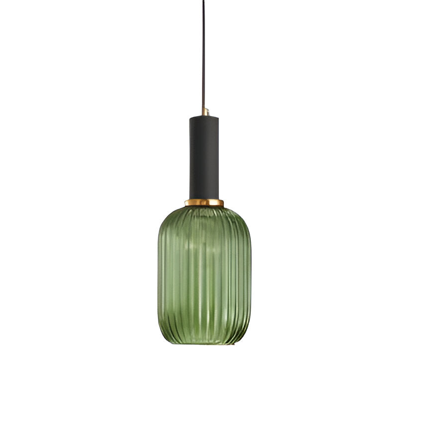 Retro Coloured Glass Pendant Light With Iron Fitting