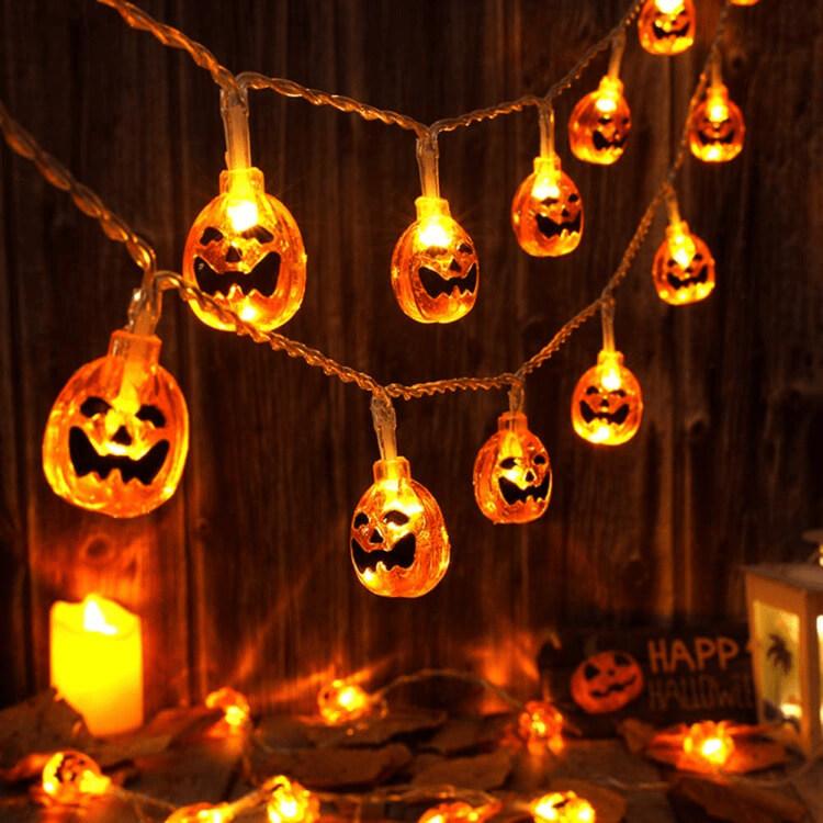 Halloween Pumpkin String Lights LED Jack O Lantern Fairy Lights Translucent Pumpkin Decorative Lights for Garden | Party and Bedroom
