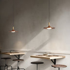 Nordic Walnut Wood Disc Pendant Light With Adjustable Cord