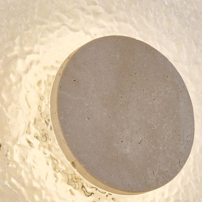 Acrylic Travertine Round Wall Light With Halo Glow Disc